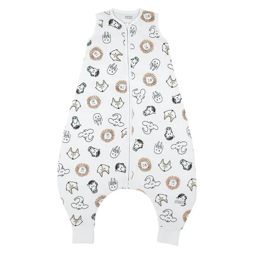 Meyco Schlafsack Jumper Animal, 92 - Bequemer Babyschlafsack - Babyschlafsäcke mit 100% Baumwolle für hohen Komfort, atmungsaktiv und mit Beinen für Bewegungsfreiheit. Ideal für aktive Kleinkinder und leicht umzuziehen.