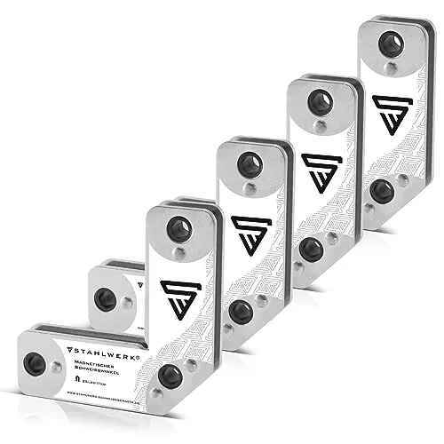 STAHLWERK 4er Set Magnet-Schweißwinkel - 11,3 kg Haftkraft - Schweiß-Zubehör mit 7 Jahren Garantie, ideal zum Positionieren von Werkstücken bei Schweiß- und Lötarbeiten dank starker Haftkraft und vielseitigen Winkeln.