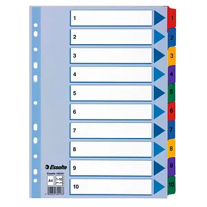 Esselte Ordnerregister DIN A4 Vollformat 1-10 farbig 10-teilig, 1 Satz