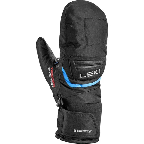 LEKI Griffin 3D Junior Mitten black-cyan 6.0 - Skihandschuh Fäustlinge für Kinder, perfekt für Nachwuchsskirennfahrer mit optimalem Sitz dank Finger-Channels und Trigger 3D System für sicheres Skifahren.