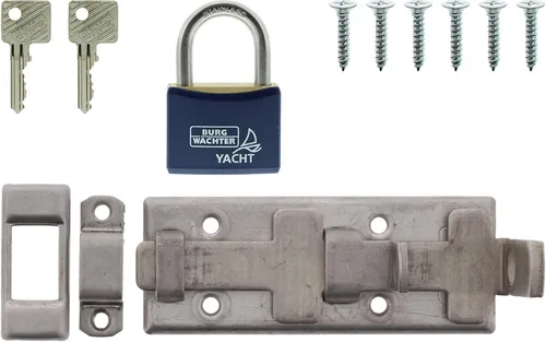 Burg-Wächter Schloss und Riegel Set, Vorhangschloss wetterbeständig,