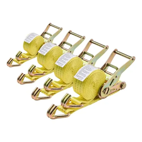 VEVOR Spanngurte 38,1x3048 mm – Hochleistungs-Zurrgurte mit Doppel-J-Haken, 3000 kg Bruchlast, 4er-Pack