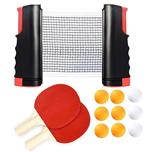 Coriver Tischtennisschläger Set, 2 Tischtennis-Schläger 9 Tischtennisbälle, Tischtennis Schläger Set mit 1 Aufbewahrungstasche, Tasche Profi Sport Set für Indoor & Outdoor Spiele