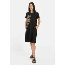 camel active Shirtkleid mit Blumenprint schwarz L - Kleider in Regular Fit, aus 100% Baumwolle, ideal für einen lässigen Look mit einem Hauch von Stil.