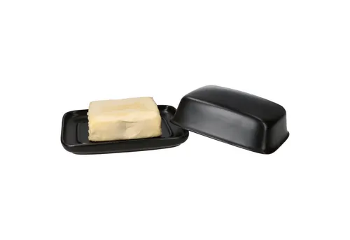 MamboCat Butterdose Runa Butterdose mit Deckel schwarz für 250g Butter-Schale Glocke, Steingut