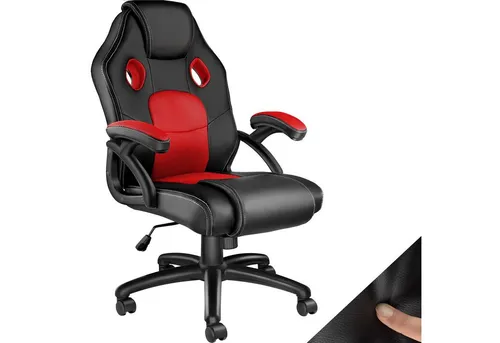 tectake® Racing Bürostuhl - Ergonomischer Gaming Stuhl mit Wippfunktion - Bürostuhl mit modernem Design und hervorragender Lendenwirbelstütze. Ideal für lange Arbeits- oder Gaming-Sessions dank atmungsaktiver Materialien und einfacher Montage.