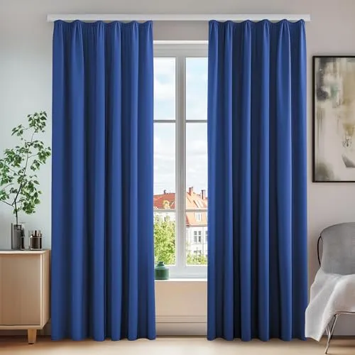 Deconovo Thermovorhang Blickdicht 2er Set, Königsblau in blau von Deconovo