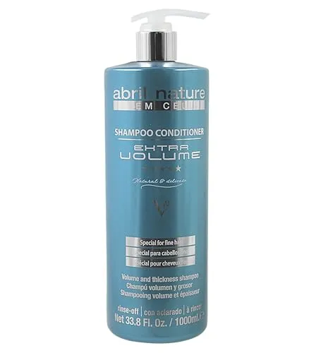 abril et nature - Volume Shampoo Für Feines Haar, Leichte Formel, Haarverdickendes Shampoo, Mit Hyaluronsäure, Sprungkraft und Volumen, 1000 ml