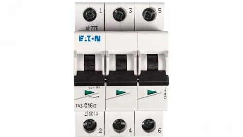 Leistungsschalter 3P C 16A 15kA AC FAZ C16/3 278873 - Trenn- & Lastschalter mit 3 Polen, ideal für zuverlässigen Schutz bei AC-Strom, hohe Schutzeigenschaften mit 15kA und kompakte Maße für einfache Installation.