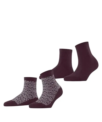 ESPRIT Damen Socken Heart Pattern Multipack W Sso Baumwolle gemustert 2 Paar, Rot Shadow Red 0030, 39-42