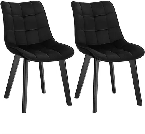 EUGAD 0656BY-2 Esszimmerstühle 2er Set - Hochwertige Esszimmerstühle im skandinavischen Stil, ergonomisch gestaltet mit weicher Samtoberfläche und stabilen Holzbeinen – ideal für gemütliche Mahlzeiten und vielseitig einsetzbar.