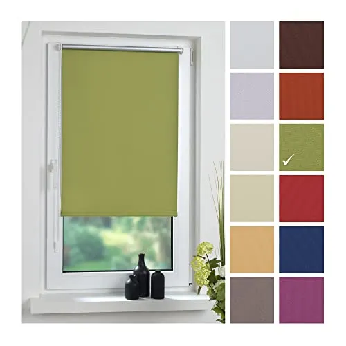 Bella Casa Klemmfix-Rollo 150x100cm in Grün - Rollos - Ideal als Sonnenschutz für Fenster, ohne Bohren montierbar und mit verstellbarer Höhe für optimale Lichtkontrolle.