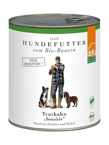 defu Hundefutter | 1 x 800 g | Bio Truthahn Sensitiv | Premium Bio Nassfutter Menü | Alleinfuttermittel für Hunde