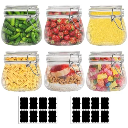 Omtofo 6-teiliges Set Einmachgläser mit Bügelverschluss, 500ml
