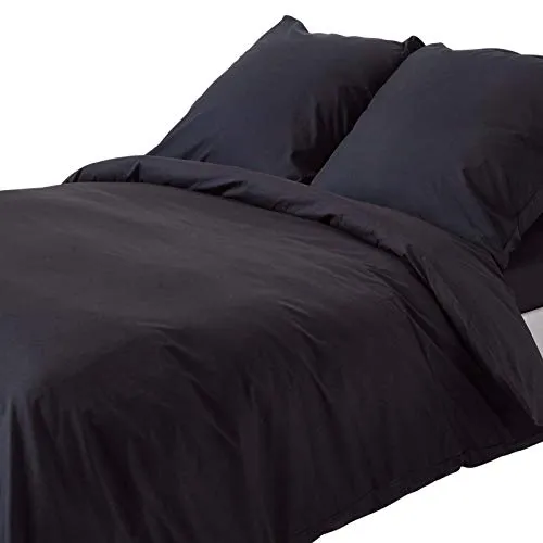 HOMESCAPES Bettwäsche schwarz, Fadendichte 200, 155 x 220 cm - Bettwäsche aus 100% ägyptischer Baumwolle, Fadendichte 200 für höchsten Schlafkomfort und stilvolle Eleganz. Ideal für Sommernächte und langlebig für jahrelangen Genuss.