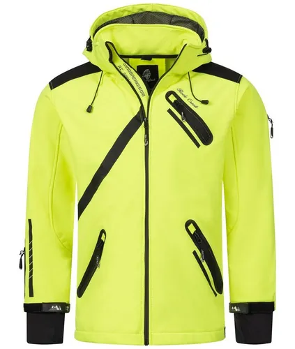 Rock Creek Softshelljacke Herren H-127 in Neongelb 5XL - Vielseitige Softshelljacke für Outdoor-Aktivitäten. Mit atmungsaktivem, schmutz- und wasserabweisendem Material sowie 4 praktischen Taschen bietet sie Komfort und Funktionalität.