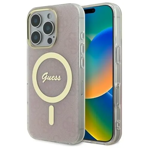 CG MOBILE Guess GUHMP16LH4STP Hülle für iPhone 16 Pro - Standard Handyhüllen, stilvolle Hartschalenhülle in Rosa, schützt dein iPhone 16 Pro zuverlässig mit hochwertigem TPU/PC Material.
