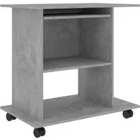 vidaXL Schreibtisch Betongrau 80x50 cm – Moderner Kinderschreibtisch - Platzsparender Schreibtisch mit ausziehbarer Tastaturablage und Rollen für einfache Mobilität, ideal für Kinderzimmer.