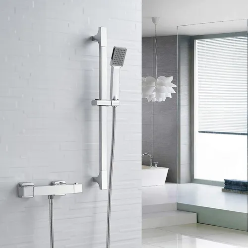 Thermostat-Duscharmatur-Set Quadratisch Chrom