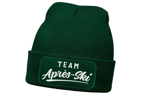 MoonWorks Strickmütze Herren Beanie mit Patch Strickmütze Skifahren Party Skiurlaub Spruch