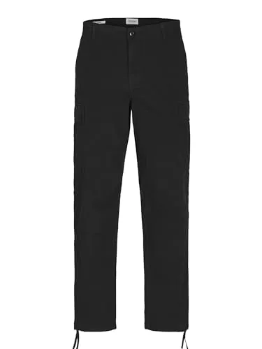 JACK & JONES Herren Jpstace Jjtucker Ama Noos Cargohose, Black - Wanderhosen mit angenehmem Tragegefühl und weicher Haptik, ideal für Outdoor-Aktivitäten und Freizeit.