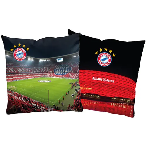 FC Bayern München Kissen Allianz Arena 40x40 cm - Dekokissen für FCB-Fans, aus 100% Polyester, mit ÖKOTEX STANDARD 100, perfekt für Kinderzimmer und Schlafzimmer.