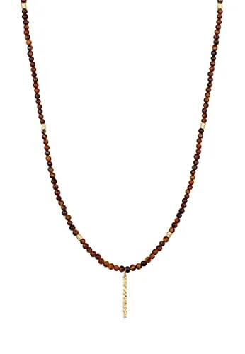 Kuzzoi Buddha Herren Naturstein Halskette - Ketten für Herren: Edle Tigerauge Perlen mit vergoldetem 925 Silber Anhänger, perfekte Länge von 60 cm, ideal für den trendigen Layer Look.