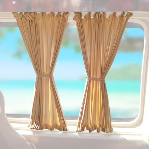 OMAC Sonnenschutz MAß Gardinen Vorhänge für VW T4 1990-2003 Kurz Beige - Einfache, passgenaue Sonnenschutzlösung für VW T4. Bietet Privatsphäre und Schutz vor Sonne und Wind. Leicht und faltbar für mühelose Nutzung und einfacher Einbau.