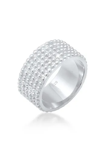 Elli Fingerring Breit Bandring Dots Kugeln 925 Silber - Eleganter 58 mm Ring aus 925 Sterlingsilber, breite Ringschiene von 10 mm, perfekt für jeden Anlass und zeitlos im Design.