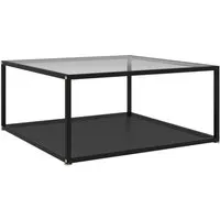 vidaXL Couchtisch Transparent und Schwarz 80x80x35 cm