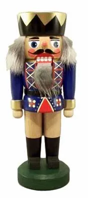 Rudolphs Schatzkiste Nussknacker König blau 20cm - Weihnachtliche Nussknackerfiguren, handgefertigter Nussknacker aus dem Erzgebirge, ideal als festliche Dekoration und zum Nüsse knacken.