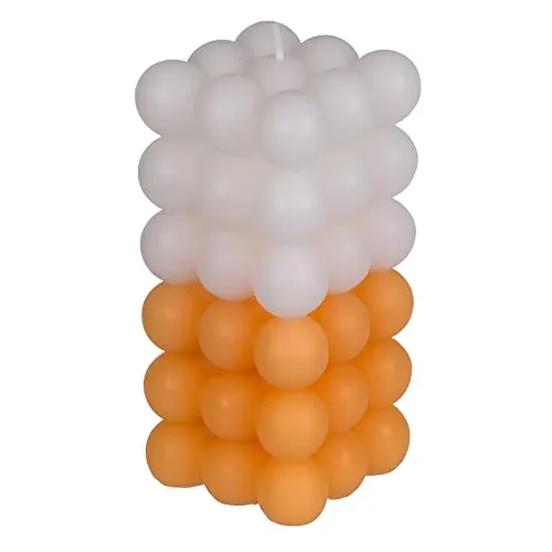 Produktbild ReWu Kerze Echtwachskerze Bubble-Kerze Farbig Orange Weiß Farbverlauf Wohndekoration 6x12cm