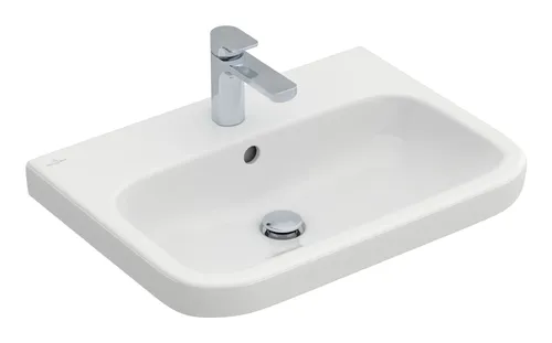 Villeroy & Boch Architectura Waschbecken - Weiß Alpin, 650 x 470 mm - Waschtische, elegantes Design mit 1 Hahnloch und Überlauf, ideal für moderne Badezimmer