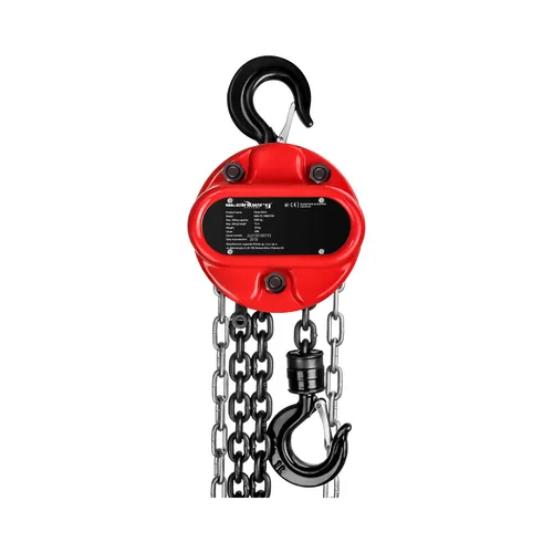 Steinberg Systems SBS-FZ 1000/12M Kettenzug - Handkettenzug mit 1000 kg Traglast und 12 m Hubhöhe, ideal für vielseitige Anwendungen. Manuell betrieben, keine Stromquelle nötig, mit zwei Stahlhaken für flexible Befestigung.