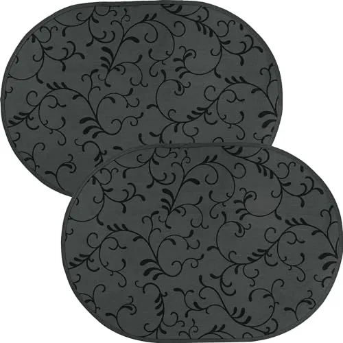 Erwin Müller Tischset Essen 2er-Pack abwaschbar Graphit Größe oval: 35x50 cm