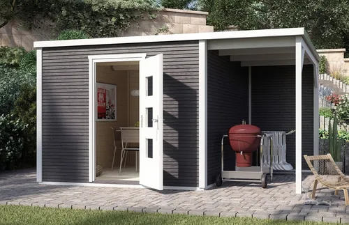 wekaLine 413 A Gr.1 Gartenhaus in Anthrazit, 45 - Gartenhaus von Weka, modernes Design in anthrazit, ideal für zusätzlichen Stauraum und Schutz für Ihre Gartenutensilien.