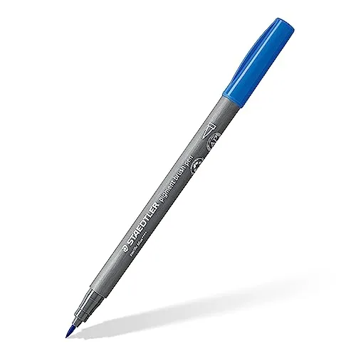 STAEDTLER brush pen pigment Arts, pazifikblau, pigmentierte Premium-Zeichentusche, Pinselspitze für variable Linienbreite, wasserfest, schnelltrocknend, 10 brush pens im Kartonetui, 371-39