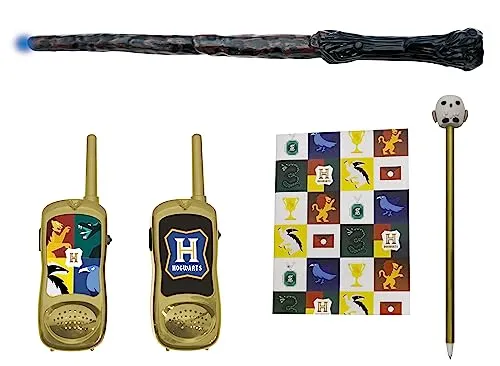 Lexibook, Harry Potter, Zauberer-Abenteurer-Set mit Talkies-Walkies, Zauberstab, Notizbuch, Stift, Radiergummi, weiß/Gold, RPTW11HP