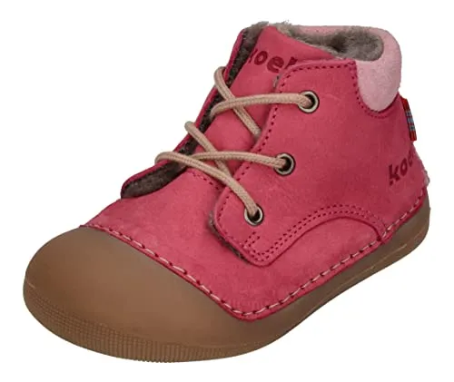 KOEL Barefoot Lauflernschuhe AVA Bio Nubuk Lammwolle Fuchsia, Größe 19 EU - Hochwertige Barfuß-Lauflernschuhe aus Bio-Nubuk und Lammwolle für optimalen Komfort und Flexibilität. Ideal für die ersten Schritte.