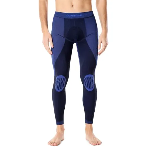 Ladeheid Lange Unterhosen Herren Thermounterwäsche Thermoaktiv Leggings Männer LAGI002 (Schwarz/Marineblau, XXL)