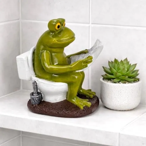 Online Fuchs Dekofigur Frosch auf der Toilette in grün von Online Fuchs