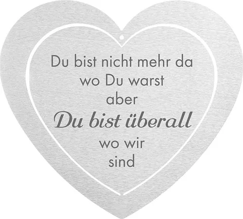 DOLORINO Grabherz aus Edelstahl | wetterfest | mit Spruch 