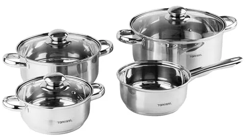 Teilig Edelstahl Induktion Topfset Topf Töpfe Kochtopf Glasdeckel Kochtopfset 7