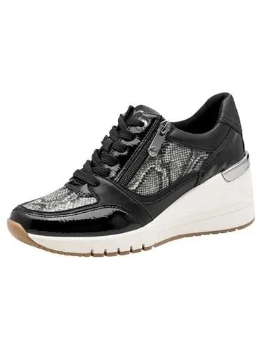 MARCO TOZZI Vegan Sneaker mit Keilabsatz in Schwarz, Größe 40 EU - Stylischer Sneaker mit Keilabsatz und herausnehmbarer Sohle. Ideal für den Alltag, vegan und bequem dank FEEL-Technologie. Perfekt für jeden Look!