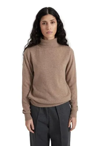 Style & Republic Damen Rollkragenpullover aus 100% Kaschmir, Slim-Fit-Passform, stilvoller Premium-Cashmere-Strickpullover für Herbst und Winter, braun M
