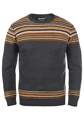 Indicode Lurdes Herren Strickpullover Grobstrick Pullover, Größe:XXL, Farbe:Charcoal Mix (915)