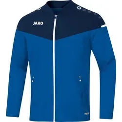 JAKO Präsentationsjacke Champ 2.0 - Stylische Trainingsjacke für Damen in Blau (Größe 44) - Trainingsbekleidung mit Keep Dry Funktion, ideal für Sport und Freizeit. Die Jacke bietet hohen Tragekomfort und praktische Seitentaschen mit Reißverschluss.