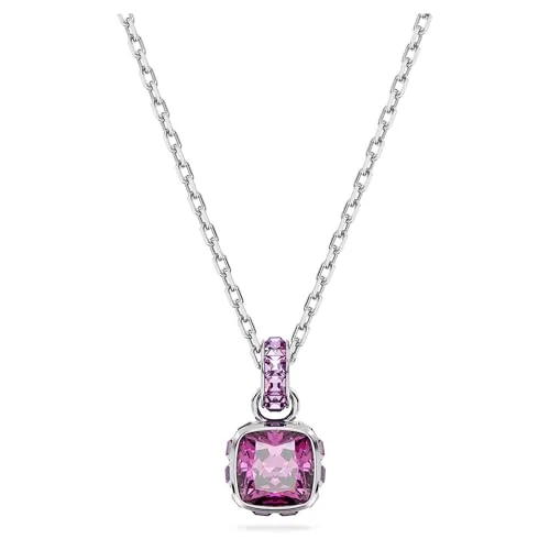 Swarovski Birthstone Anhänger Februar - Elegante Damenhalskette mit Kristallen - Anhänger für Damen, inspiriert vom Geburtsstein Februar, mit einem Amethyst im Kissenschliff – das perfekte Geschenk zur Feier besonderer Anlässe.