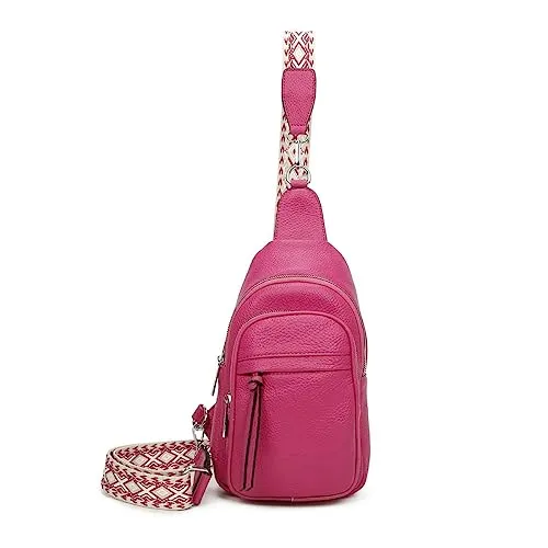 OBC Damen Bodybag Sling Tasche - Modische Umhängetasche in Pink - Umhängetasche aus strapazierfähigem Kunstleder, ideal für Stadtbummel und Reisen. In zwei Größen erhältlich, vereint sie praktischen Nutzen mit modernem Design.