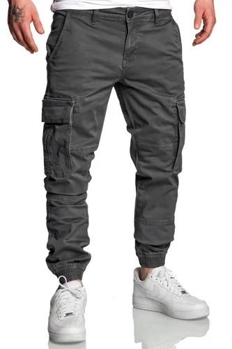 REPUBLIX Cargohose Luke Herren Cargo Jogger Chino Hose Jeans, Anthrazit - Stretchhosen für Herren, idealer Tragekomfort durch elastische Baumwollmischung und modernes Jogger-Design.